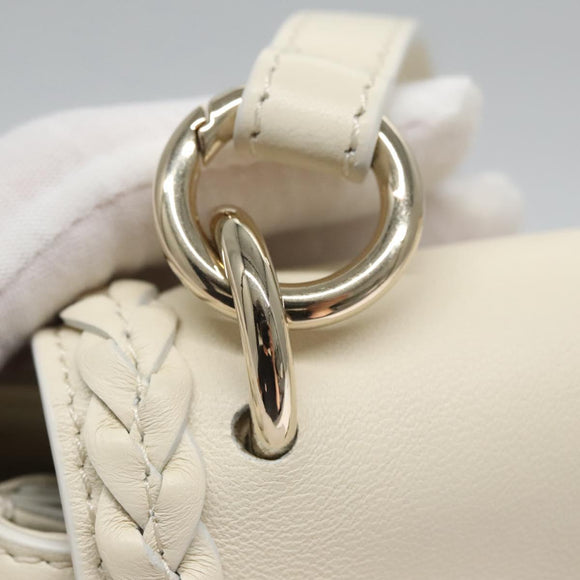 Chloe Fringe Hand Bag Leather 2way White Auth BD060AV