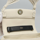Chloe Fringe Hand Bag Leather 2way White Auth BD060AV-20