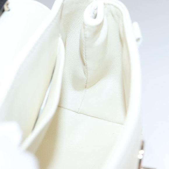 Chloe Fringe Hand Bag Leather 2way White Auth BD060AV