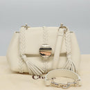 Chloe Fringe Hand Bag Leather 2way White Auth BD060AV-12
