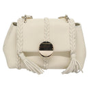 Chloe Fringe Hand Bag Leather 2way White Auth BD060AV-13