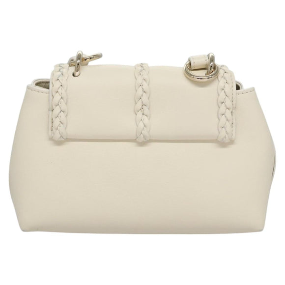 Chloe Fringe Hand Bag Leather 2way White Auth BD060AV