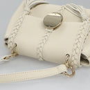 Chloe Fringe Hand Bag Leather 2way White Auth BD060AV-6