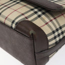 BURBERRY Nova Check Shoulder Bag Canvas Beige Silver Auth BD069-9