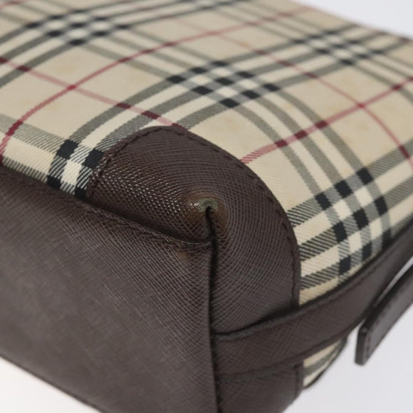 BURBERRY Nova Check Shoulder Bag Canvas Beige Silver Auth BD069