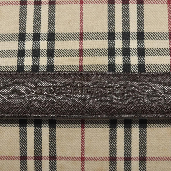 BURBERRY Nova Check Shoulder Bag Canvas Beige Silver Auth BD069