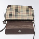 BURBERRY Nova Check Shoulder Bag Canvas Beige Silver Auth BD069-10