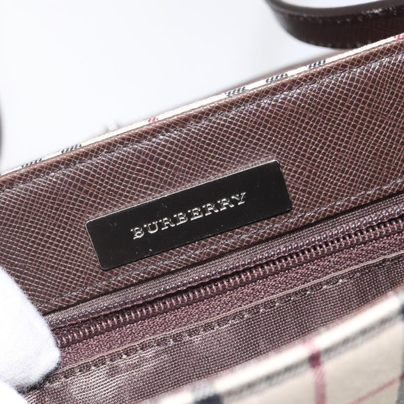 BURBERRY Nova Check Shoulder Bag Canvas Beige Silver Auth BD069