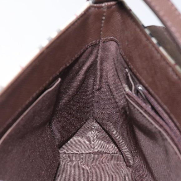 BURBERRY Nova Check Shoulder Bag Canvas Beige Silver Auth BD069