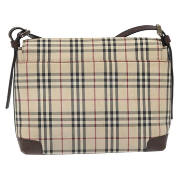BURBERRY Nova Check Shoulder Bag Canvas Beige Silver Auth BD069 - 0