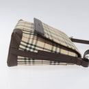 BURBERRY Nova Check Shoulder Bag Canvas Beige Silver Auth BD069-3