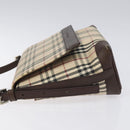 BURBERRY Nova Check Shoulder Bag Canvas Beige Silver Auth BD069-4
