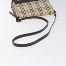 BURBERRY Nova Check Shoulder Bag Canvas Beige Silver Auth BD069-7