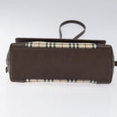 BURBERRY Nova Check Shoulder Bag Canvas Beige Silver Auth BD069-5