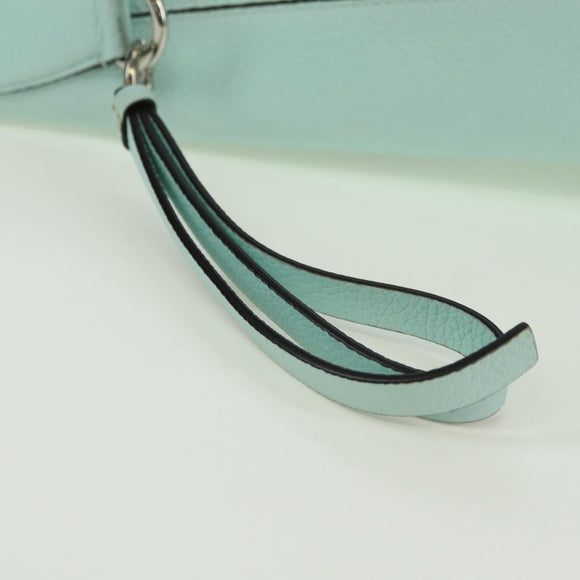 Salvatore Ferragamo Gancini Shoulder Bag Leather Silver Peppermint Auth BD070AV