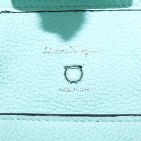 Salvatore Ferragamo Gancini Shoulder Bag Leather Silver Peppermint Auth BD070AV