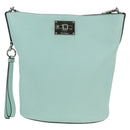 Salvatore Ferragamo Gancini Shoulder Bag Leather Silver Peppermint Auth BD070AV-2
