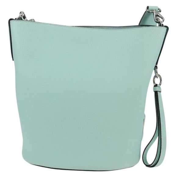 Salvatore Ferragamo Gancini Shoulder Bag Leather Silver Peppermint Auth BD070AV
