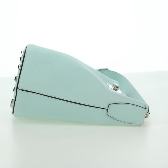 Salvatore Ferragamo Gancini Shoulder Bag Leather Silver Peppermint Auth BD070AV