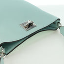 Salvatore Ferragamo Gancini Shoulder Bag Leather Silver Peppermint Auth BD070AV-6
