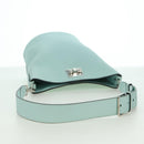 Salvatore Ferragamo Gancini Shoulder Bag Leather Silver Peppermint Auth BD070AV-7