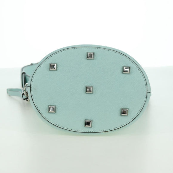 Salvatore Ferragamo Gancini Shoulder Bag Leather Silver Peppermint Auth BD070AV