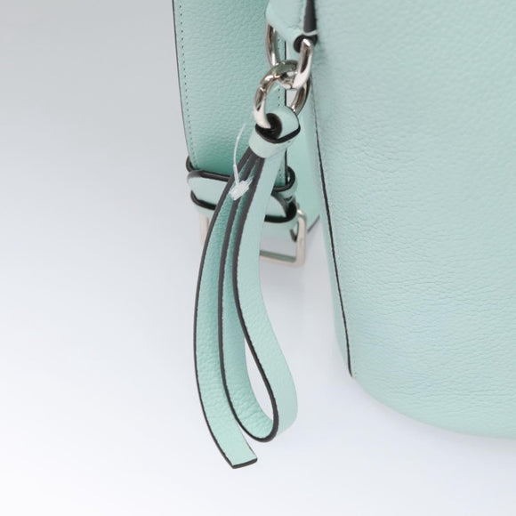 Salvatore Ferragamo Gancini Shoulder Bag Leather Silver Peppermint Auth BD070AV