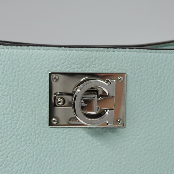 Salvatore Ferragamo Gancini Shoulder Bag Leather Silver Peppermint Auth BD070AV