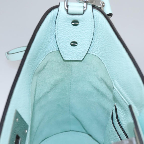 Salvatore Ferragamo Gancini Shoulder Bag Leather Silver Peppermint Auth BD070AV