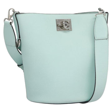 Salvatore Ferragamo Gancini Shoulder Bag Leather Silver Peppermint Auth BD070AV