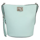 Salvatore Ferragamo Gancini Shoulder Bag Leather Silver Peppermint Auth BD070AV-13