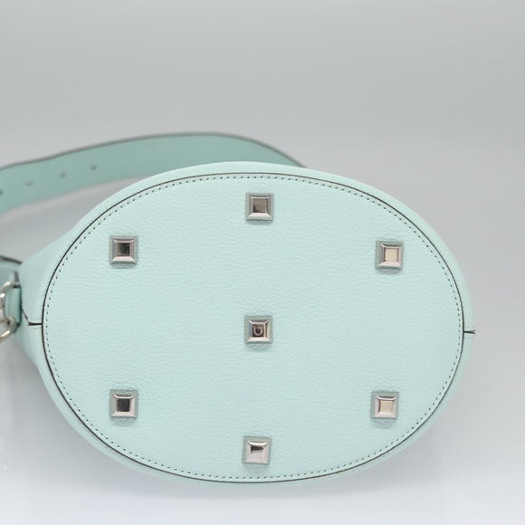 Salvatore Ferragamo Gancini Shoulder Bag Leather Silver Peppermint Auth BD070AV