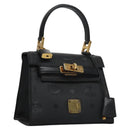 MCM Vicetos Logogram Hand Bag Nylon Black Gold Auth BD073-1