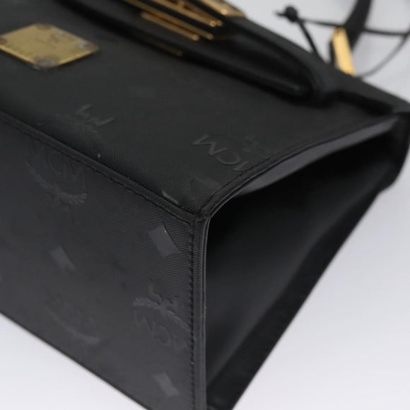 MCM Vicetos Logogram Hand Bag Nylon Black Gold Auth BD073