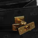 MCM Vicetos Logogram Hand Bag Nylon Black Gold Auth BD073-18