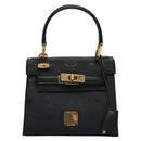MCM Vicetos Logogram Hand Bag Nylon Black Gold Auth BD073-2