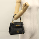 MCM Vicetos Logogram Hand Bag Nylon Black Gold Auth BD073-25