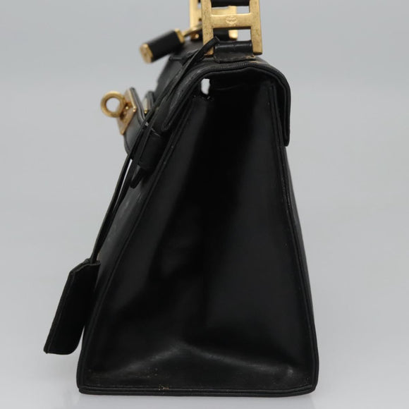 MCM Vicetos Logogram Hand Bag Nylon Black Gold Auth BD073