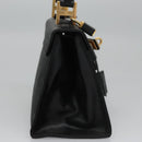 MCM Vicetos Logogram Hand Bag Nylon Black Gold Auth BD073-5