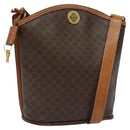 CELINE Macadam Canvas Shoulder Bag PVC Leather Brown Gold Auth BD091-1