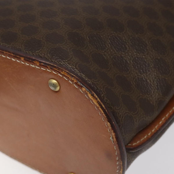 CELINE Macadam Canvas Shoulder Bag PVC Leather Brown Gold Auth BD091