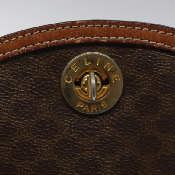 CELINE Macadam Canvas Shoulder Bag PVC Leather Brown Gold Auth BD091