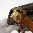 CELINE Macadam Canvas Shoulder Bag PVC Leather Brown Gold Auth BD091-18