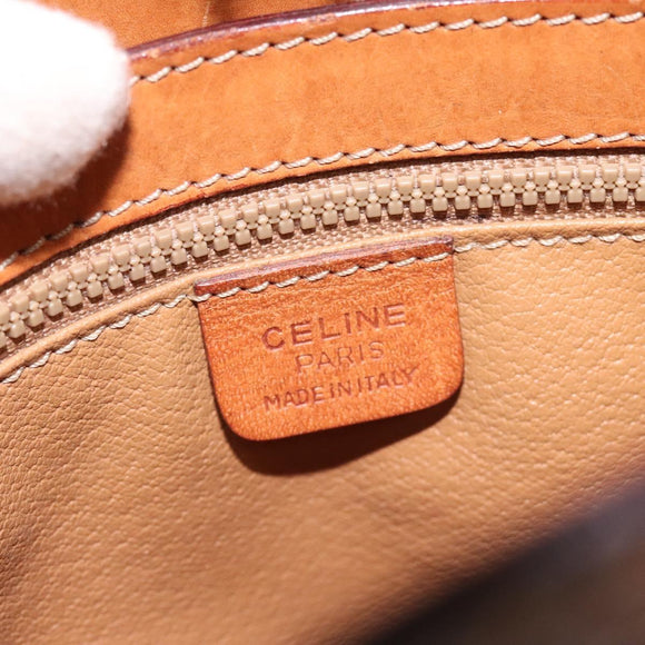 CELINE Macadam Canvas Shoulder Bag PVC Leather Brown Gold Auth BD091