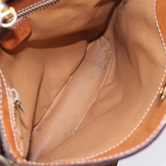 CELINE Macadam Canvas Shoulder Bag PVC Leather Brown Gold Auth BD091