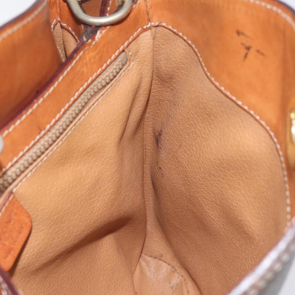 CELINE Macadam Canvas Shoulder Bag PVC Leather Brown Gold Auth BD091