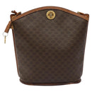 CELINE Macadam Canvas Shoulder Bag PVC Leather Brown Gold Auth BD091-13