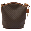 CELINE Macadam Canvas Shoulder Bag PVC Leather Brown Gold Auth BD091-2