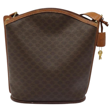 CELINE Macadam Canvas Shoulder Bag PVC Leather Brown Gold Auth BD091 - 0