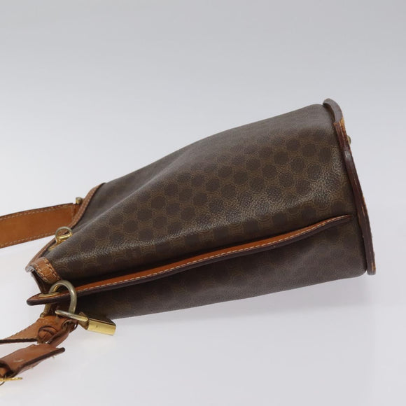 CELINE Macadam Canvas Shoulder Bag PVC Leather Brown Gold Auth BD091